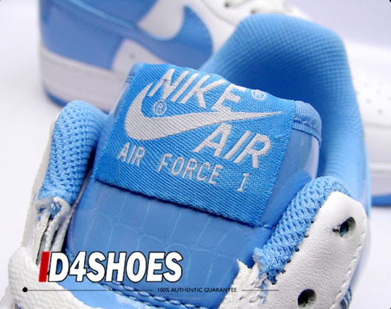 Nike Air Force 1 - White - University Blue Croc Patent Leather