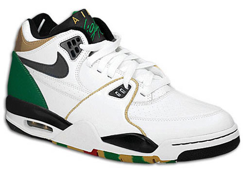 Nike Air Flight 89 - White / Black / Pine Green / Metallic Gold