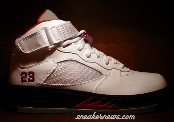 Air Jordan Force 5 White Black Red 012