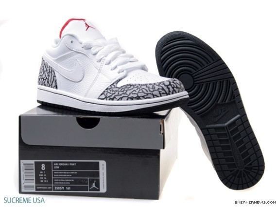 Air Jordan 1 Low Phat - White - Varsity Red - Cement Grey