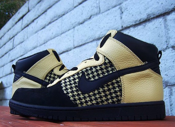 Nike Dunk High Premium – Black – Gold Dust – Houndstooth