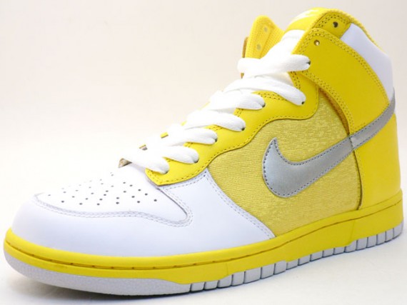 Nike Womens Dunk High Premium - White - Yellow - Silver