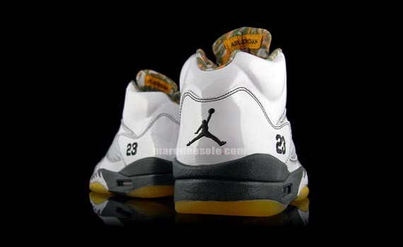 Air Jordan V (5) - White Patent - Dark Army - Del Sol