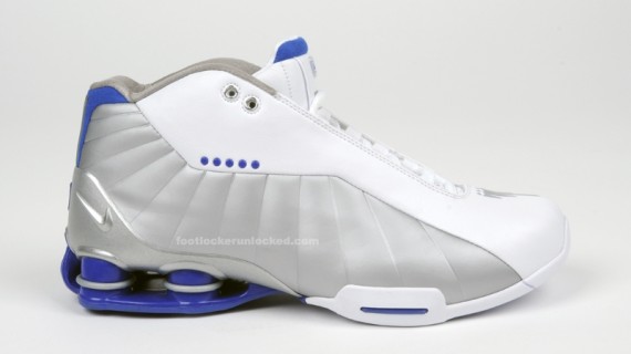 Nike Shox BB4 – White – Metallic Silver – Blue