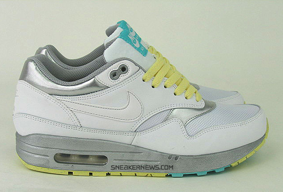 Nike Womens Air Max 1 – White – Lemon – Silver