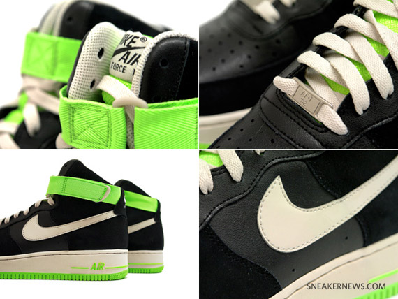 Air Force 1 High Wmns Black Electric Green 01