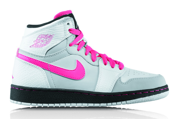 Air Jordan 1 Retro High Wht Vivpink Ngrey Blk