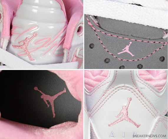 Air Jordan Flight 9 GS - White - Perfect Pink - Stealth