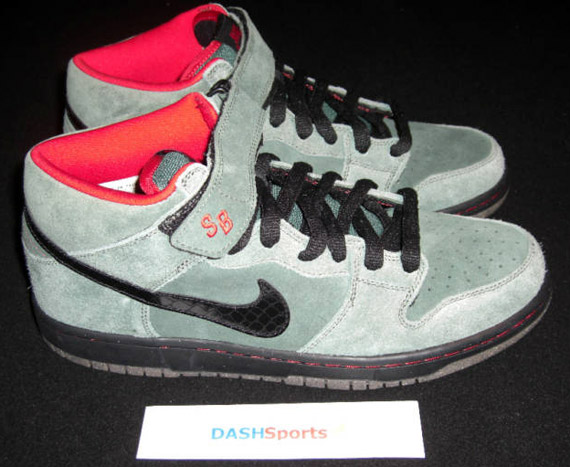 Nike Sb Dunk Mid Green Black Red Sample 2