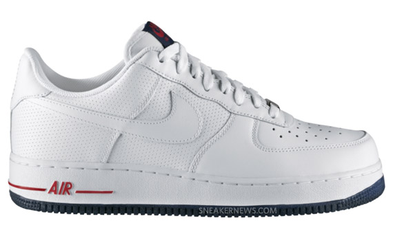 Nike Air Force 1 White Varsity Red Navy Perf 1