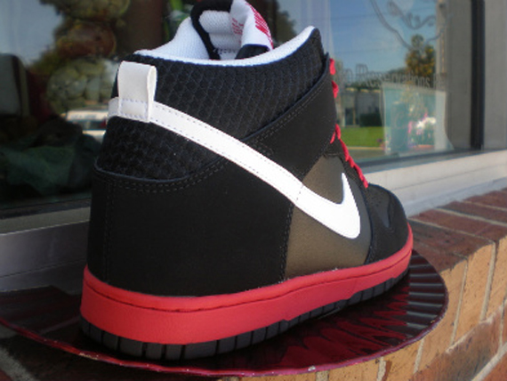 Nike Dunk High – Black – White – Sport Red