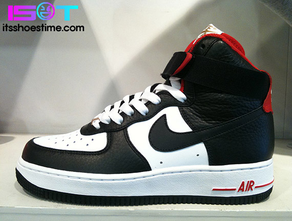 Nike Air Force 1 High White Black Sport Red Asia Qs 1