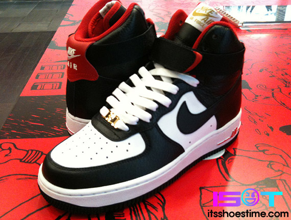 Nike Air Force 1 High White Black Sport Red Asia Qs 3