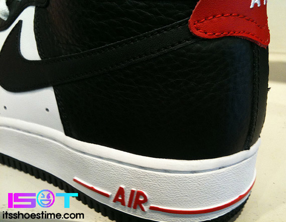 Nike Air Force 1 High White Black Sport Red Asia Qs 5