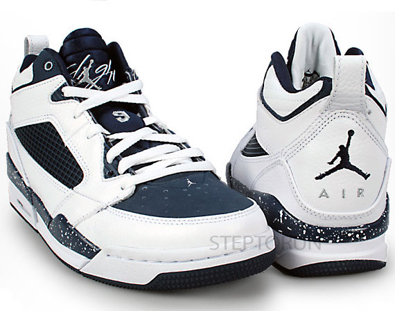 Air Jordan Flight 9 - White - Midnight Navy - Metallic Silver