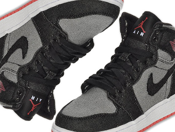 Air Jordan 1 Retro High GS Canvas - Black - Alarming Red
