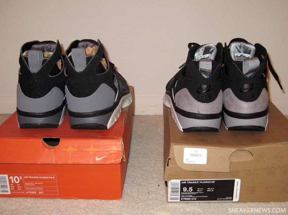 Nike Air Trainer Huarache Black Cool Grey White 2001 Vs 2011 Retro Comparison 3