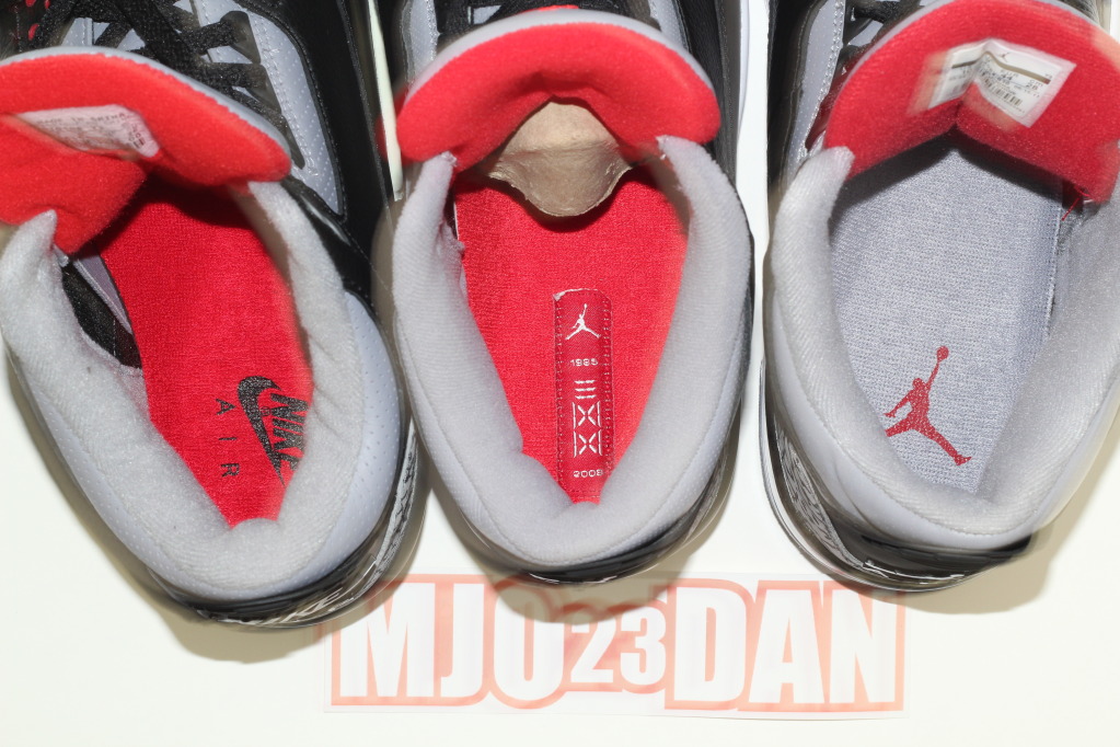 Air Jordan Iii Black Cement 2001 2008 2011 Comparison 11