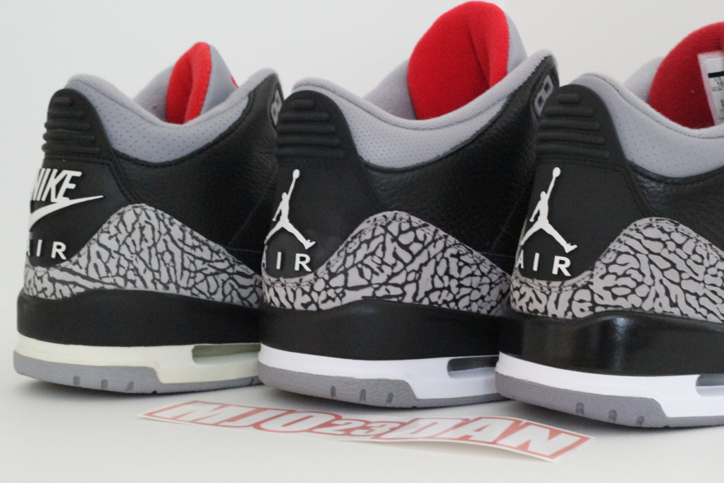Air Jordan Iii Black Cement 2001 2008 2011 Comparison 7