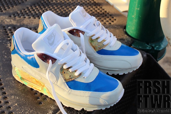 Nike Air Max 90 Blue Slide Park Customs Frsh Footwear 3