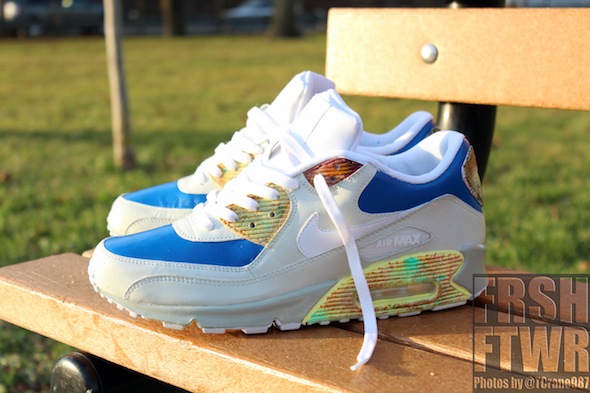 Nike Air Max 90 Blue Slide Park Customs Frsh Footwear 4