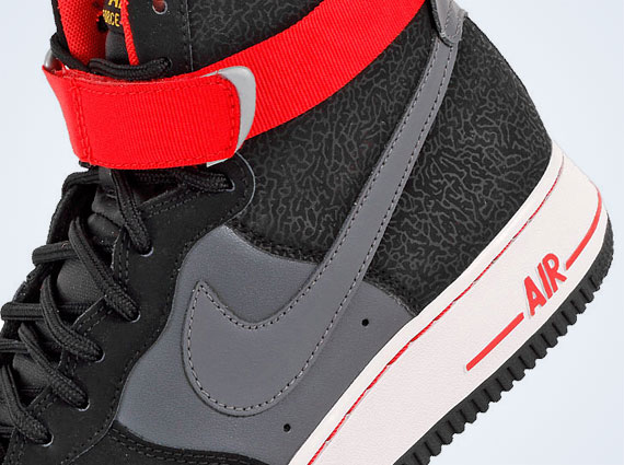 Nike Air Force 1 High - Black - Grey - Red - Mini Elephant Print