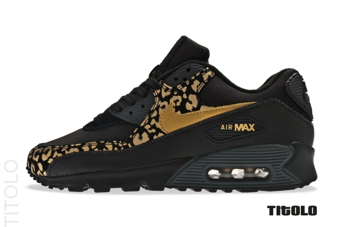 Nike Wmns Air Max 90 Black Gold Leopard 2