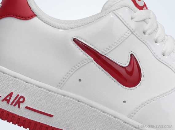 Nike Air Force 1 Low Jewel - White Patent - University Red