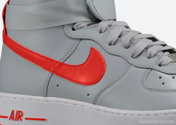 Nike Air Force 1 High - Wolf Grey - Hyper Red