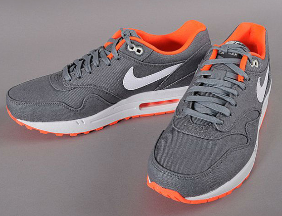 Nike Air Max 1 - Grey Denim Twill - Orange