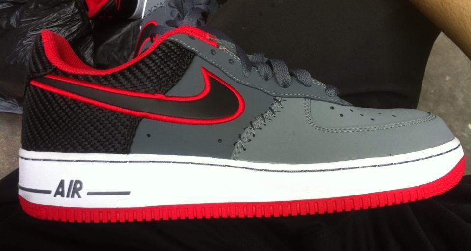 Nike Air Force 1 Low Woven Heel Grey Red 1