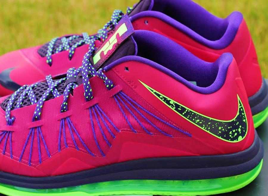 Nike LeBron 10 Low – Red Plum – Electric Green