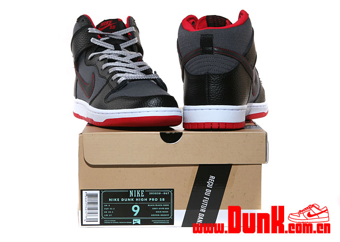 Nike Sb Dunk High Black Grey Red Rip Stop 01
