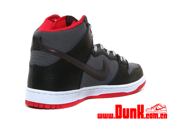 Nike Sb Dunk High Black Grey Red Rip Stop 02