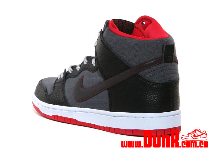 Nike Sb Dunk High Black Grey Red Rip Stop 03