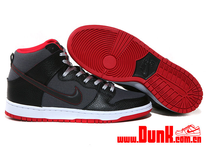 Nike Sb Dunk High Black Grey Red Rip Stop 05