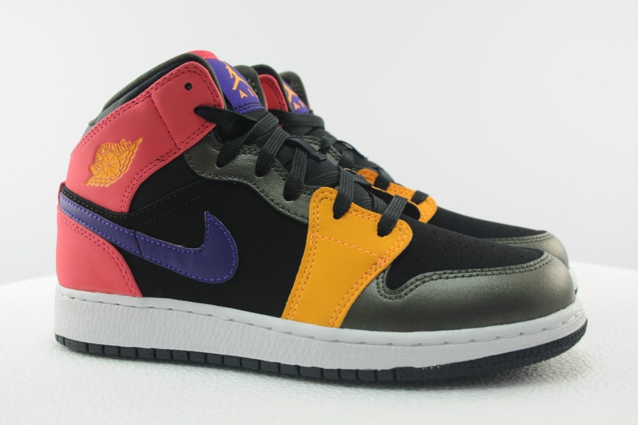 Air Jordan 1 Mid Gs Black Red Purple Yellow 02