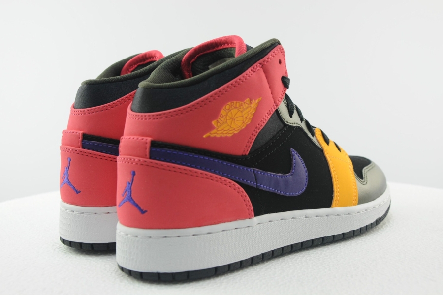 Air Jordan 1 Mid Gs Black Red Purple Yellow 03