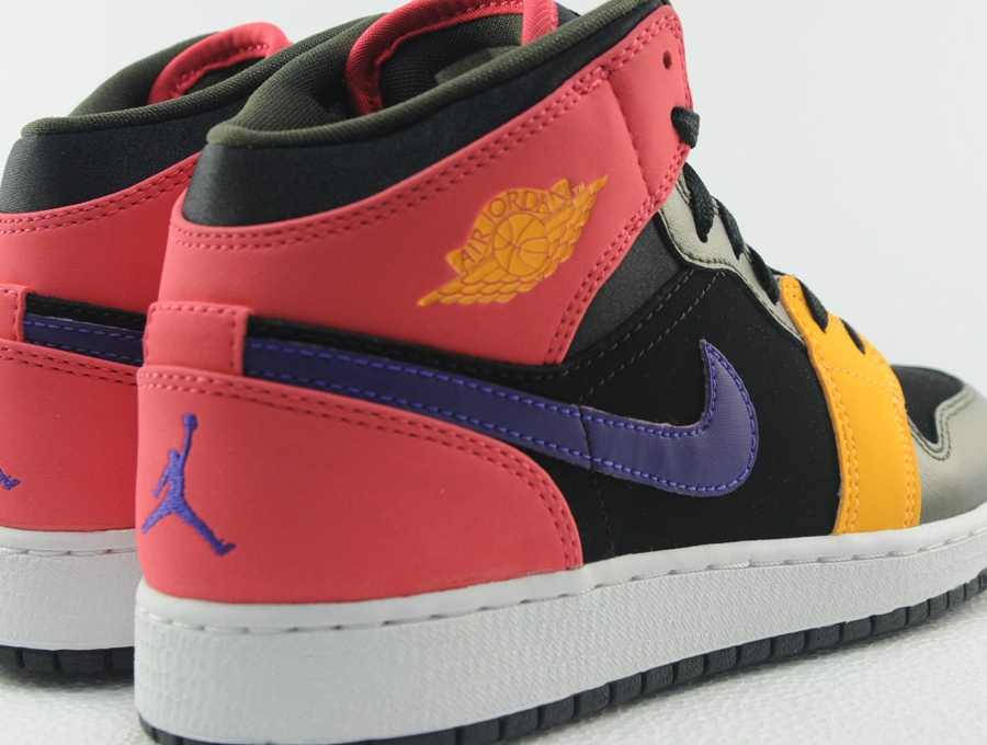 Air Jordan 1 Mid GS - Black - Red - Purple - Yellow