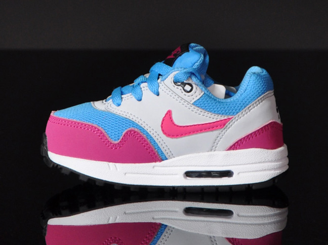 Nike Air Max 1 Td Vivid Blue Vivid Pink Wlf Grey 1