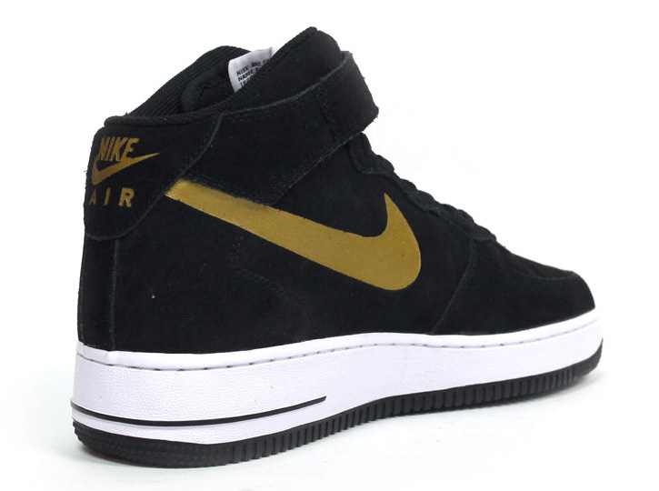 Nike Air Force 1 Mid Black Metallic Gold White 03
