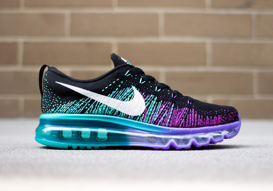 Nike Women's Flyknit Air Max - Black - White - Purple Venom - Tribe Green
