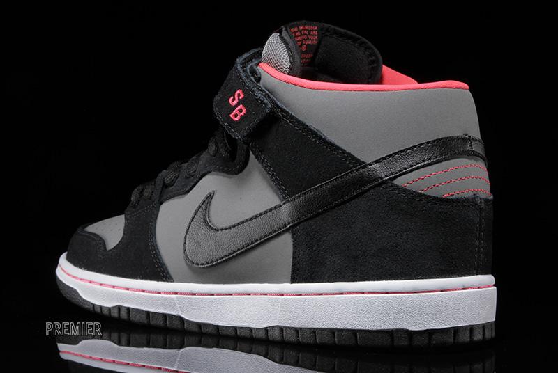 Nike Sb Dunk Mid Black Medium Base Grey Laser Crimson 02