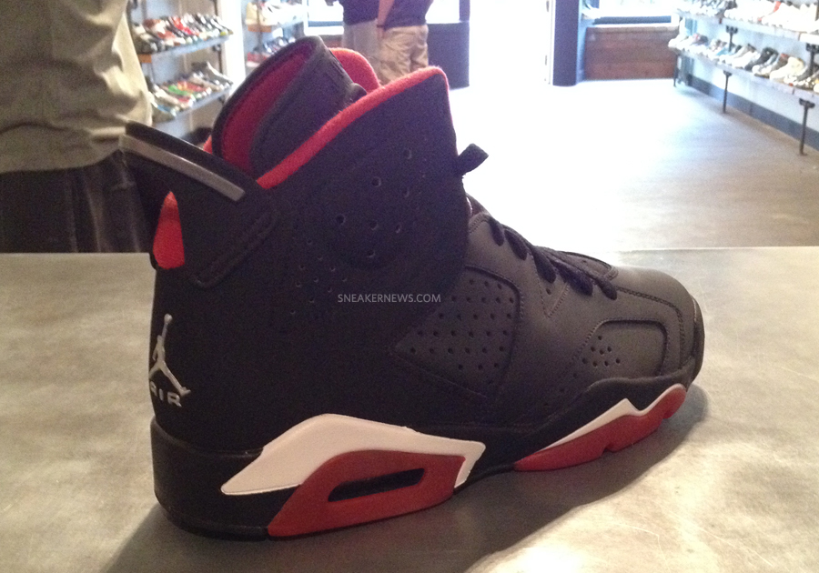 Airjordan 6 Black Red Leather Suede Sample 3