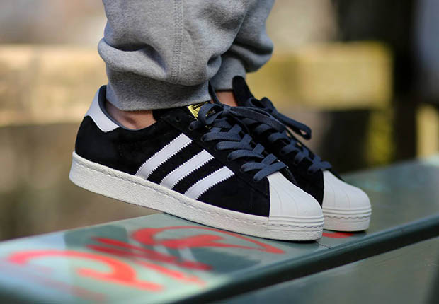 Adidas Originals Superstar 80s Suede Black White 3