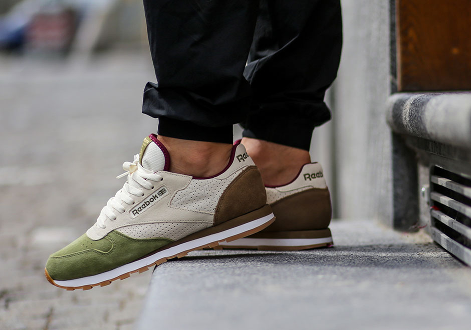Reebok Classic Leather Three Tone Suede Olive Cream Khaki 2