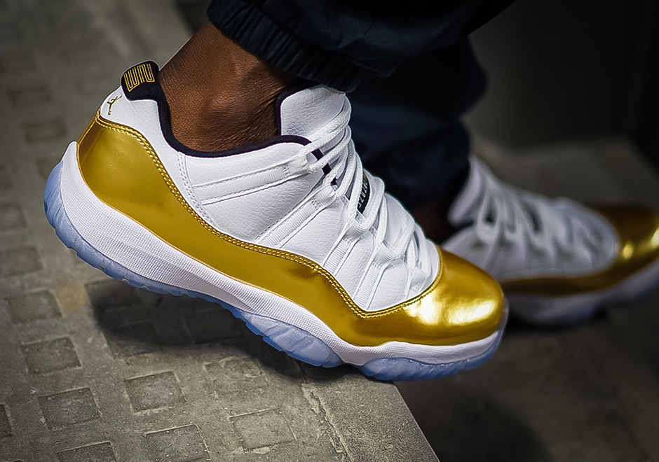 An On-Foot Look At The Golden Air Jordan 11 Low