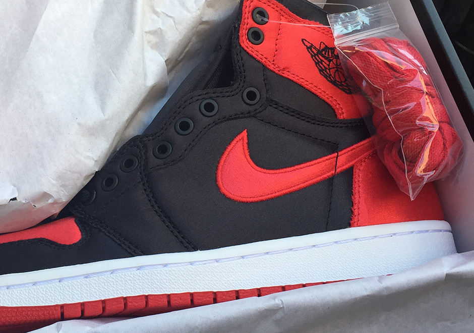 First Look At The Satin Air Jordan 1 “Banned”