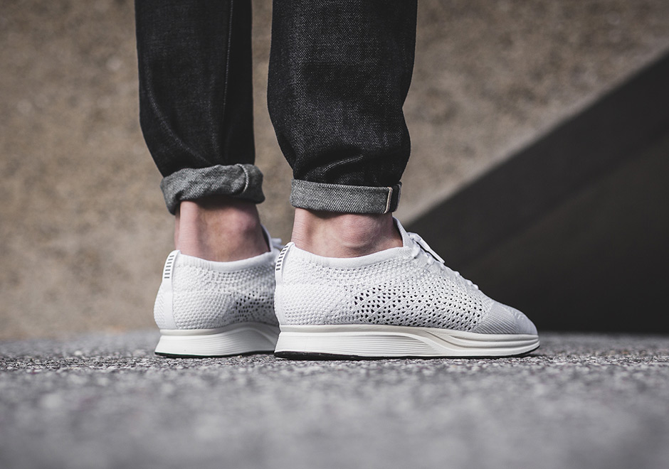 Nike Flyknit Racer Triple White On Foot Men Women 4