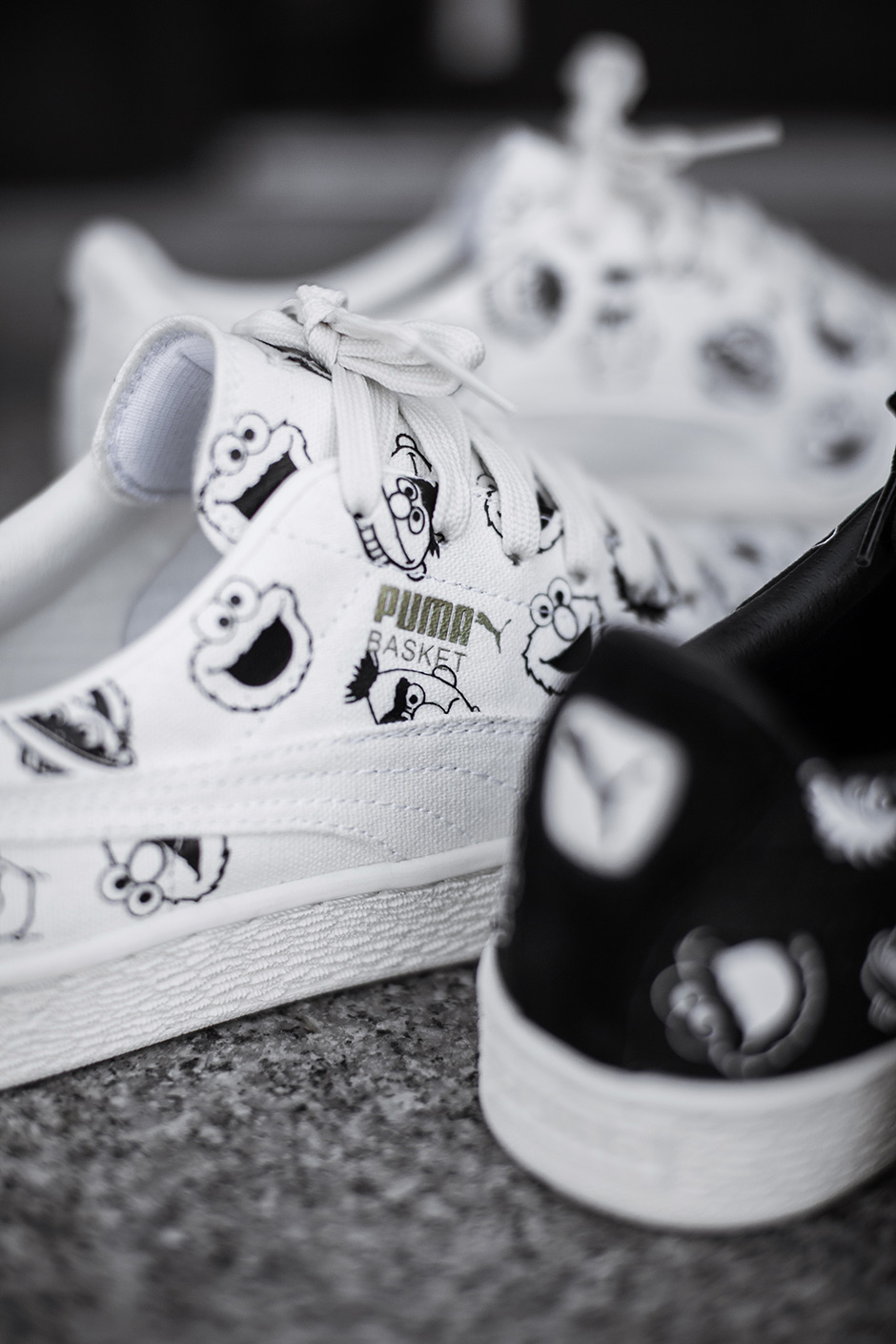 Sesame Street Puma Basket White Black 2